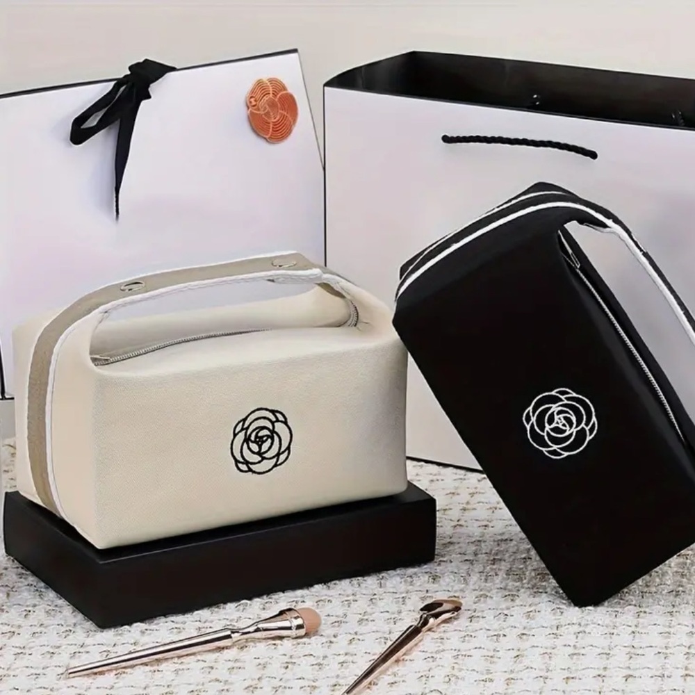 NEW Large Canvas Camelia Fashion Cosmetic Bag